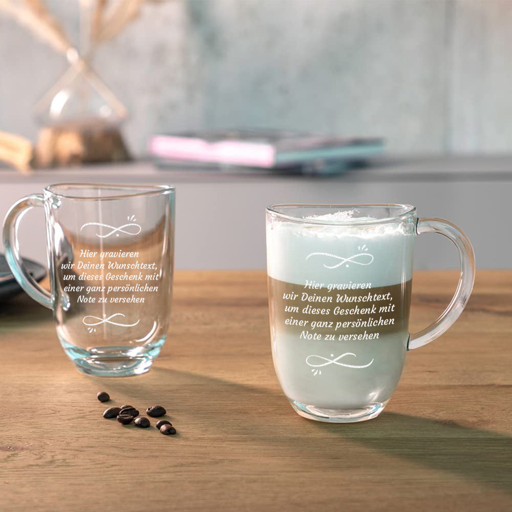 Teeglas Tasse 380 ml mit Gravur - Wunschtext