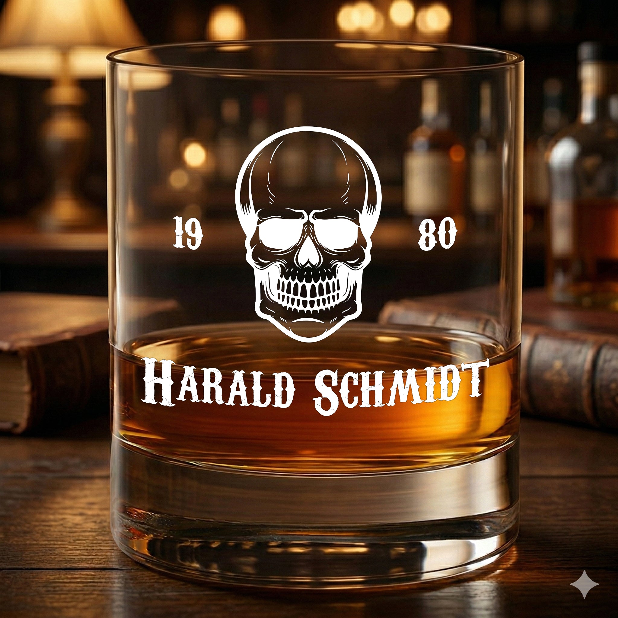 Totenkopf Whiskyglas 320 ml mit personalisierter Wunschgravur