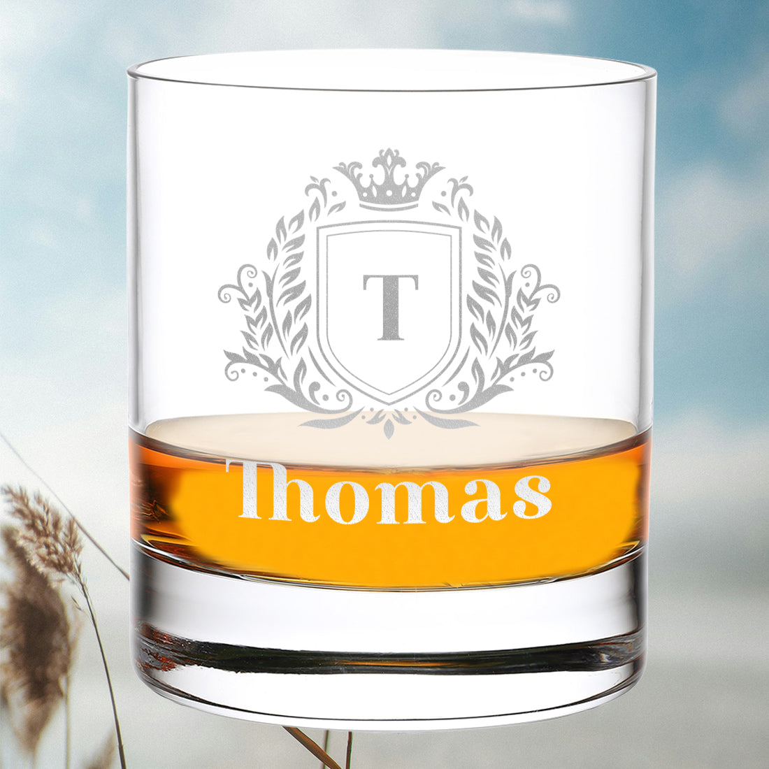 Wasserglas modern 320 ml mit personalisierter Gravur - Motiv "Wappen"