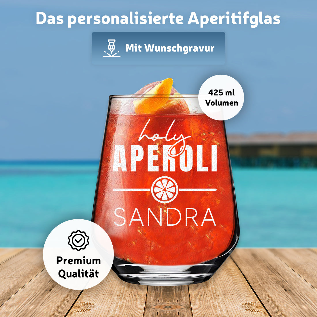 Aperol Spritz Glas 425 ml mit personalisierter Gravur - Holy Aperoli