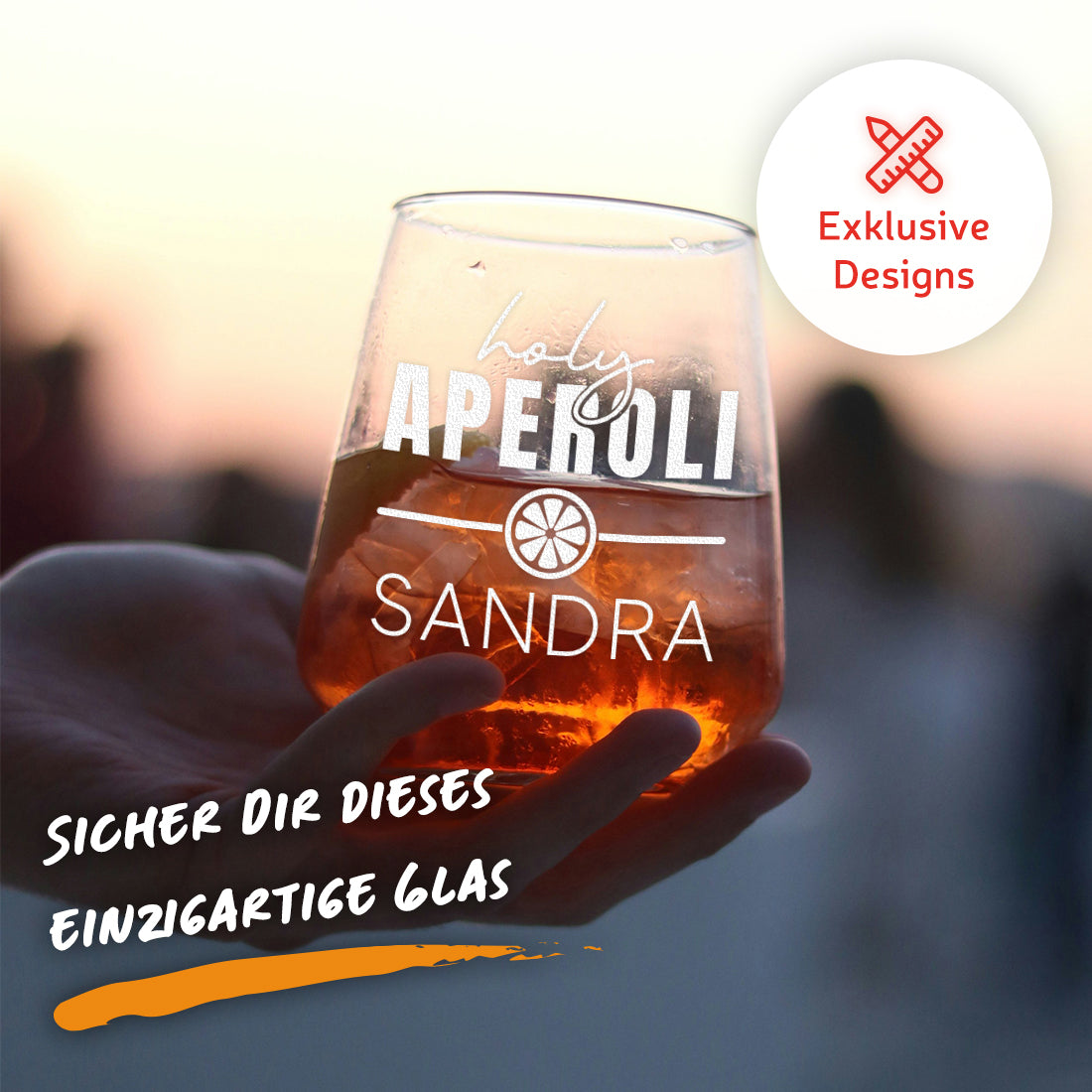 Aperol Spritz Glas 425 ml mit personalisierter Gravur - Holy Aperoli