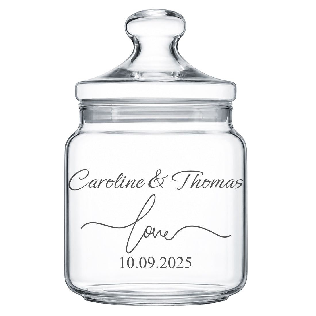 Personalisiertes Keksglas mit elegantem Love-Schriftzug
