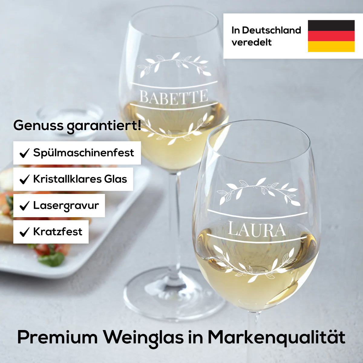 Weinglas 460 ml für Rotwein & Weißwein mit Gravur