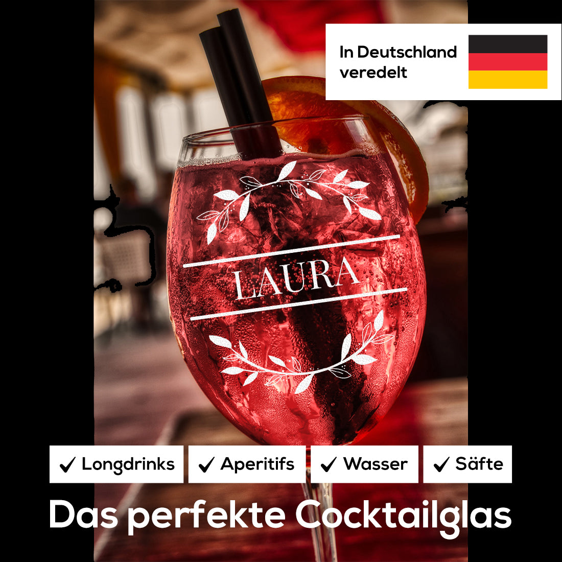 Weinglas 460 ml für Rotwein & Weißwein mit Gravur