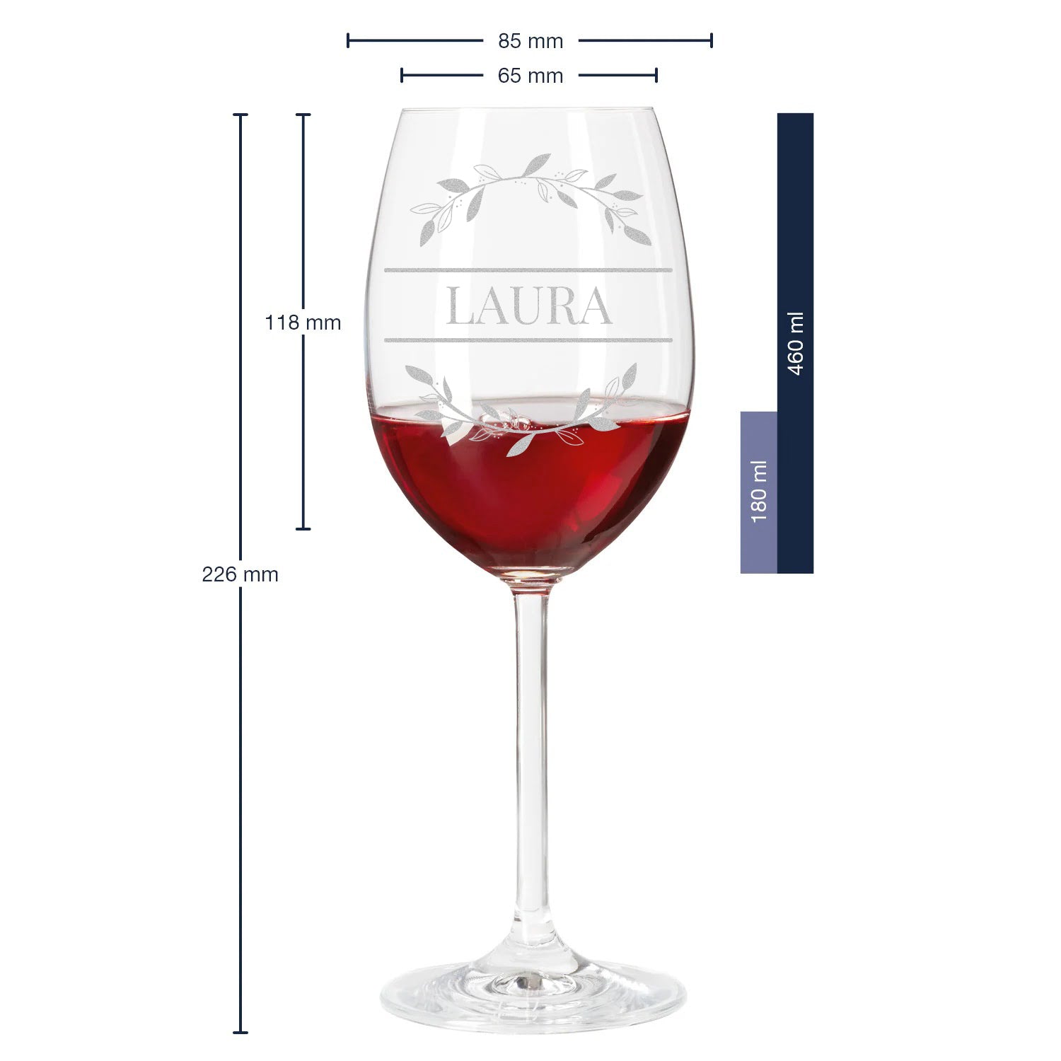 Weinglas 460 ml für Rotwein & Weißwein mit Gravur