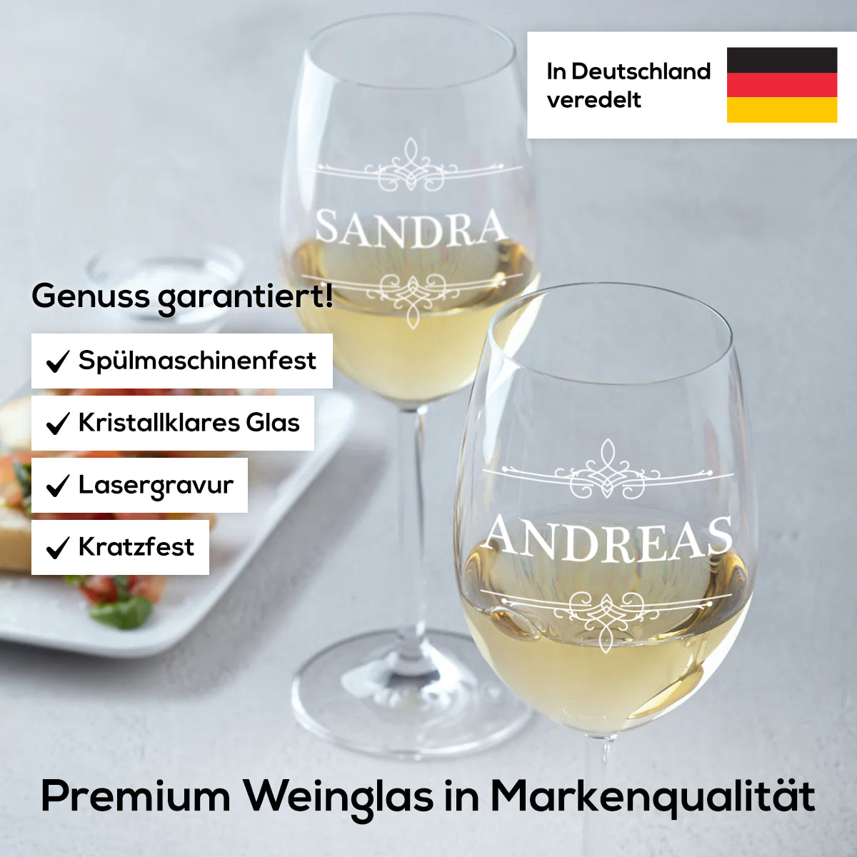 Weinglas 460 ml "Ornament" mit Gravur - ideal für Rotwein