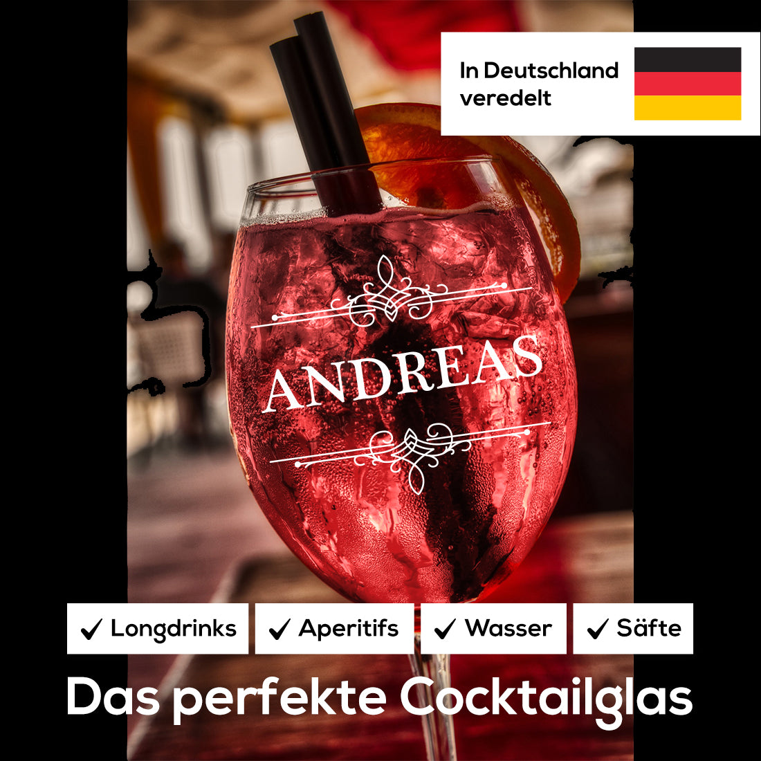 Weinglas 460 ml "Ornament" mit Gravur - ideal für Rotwein