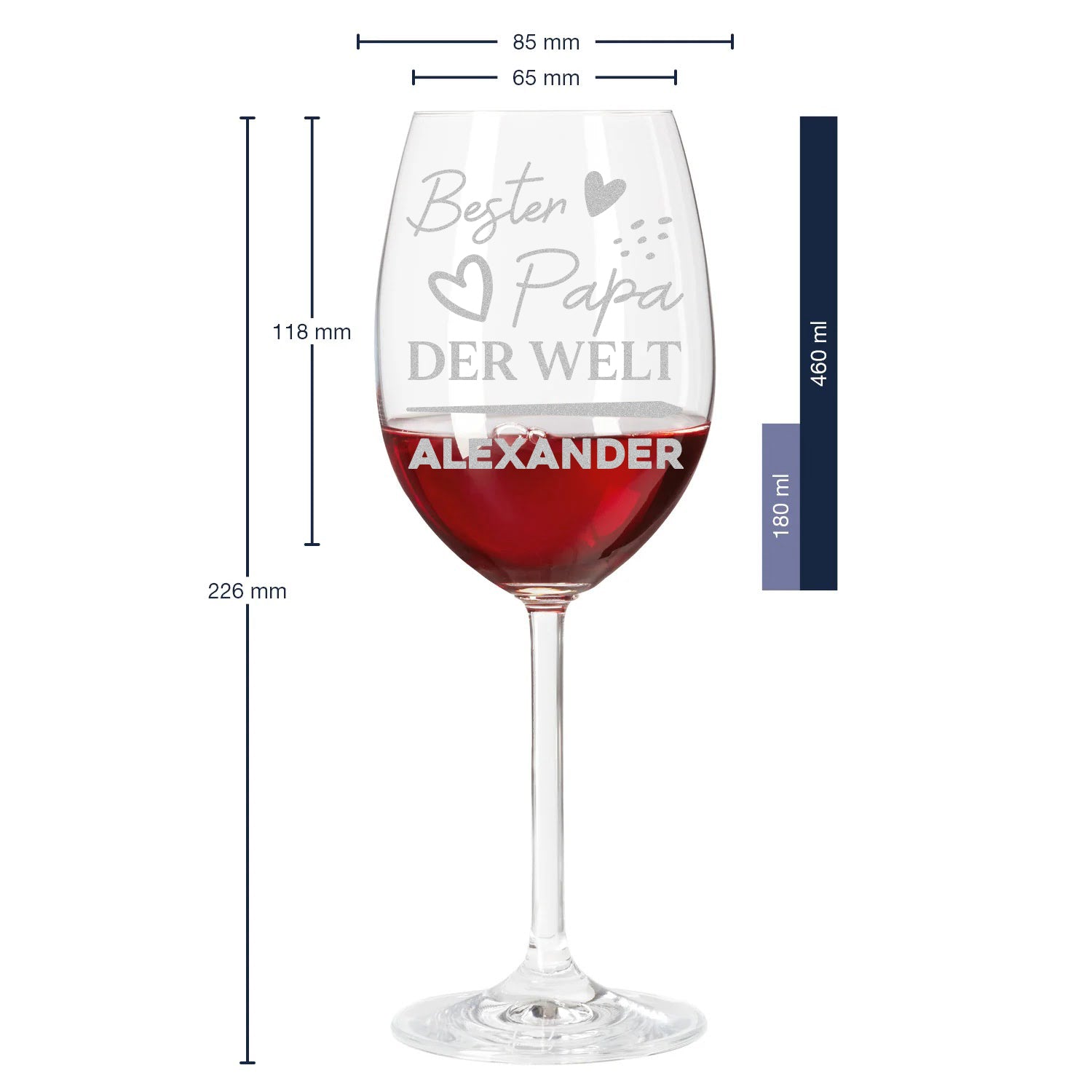 Weinglas 460 ml mit personalisierter Gravur - Bester Papa der Welt