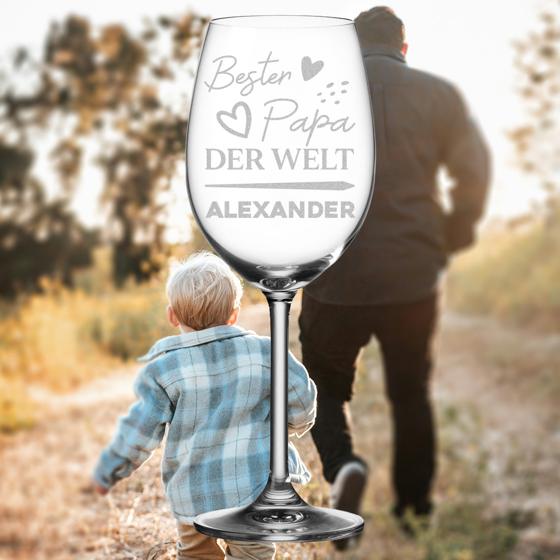 Weinglas 460 ml mit personalisierter Gravur - Bester Papa der Welt