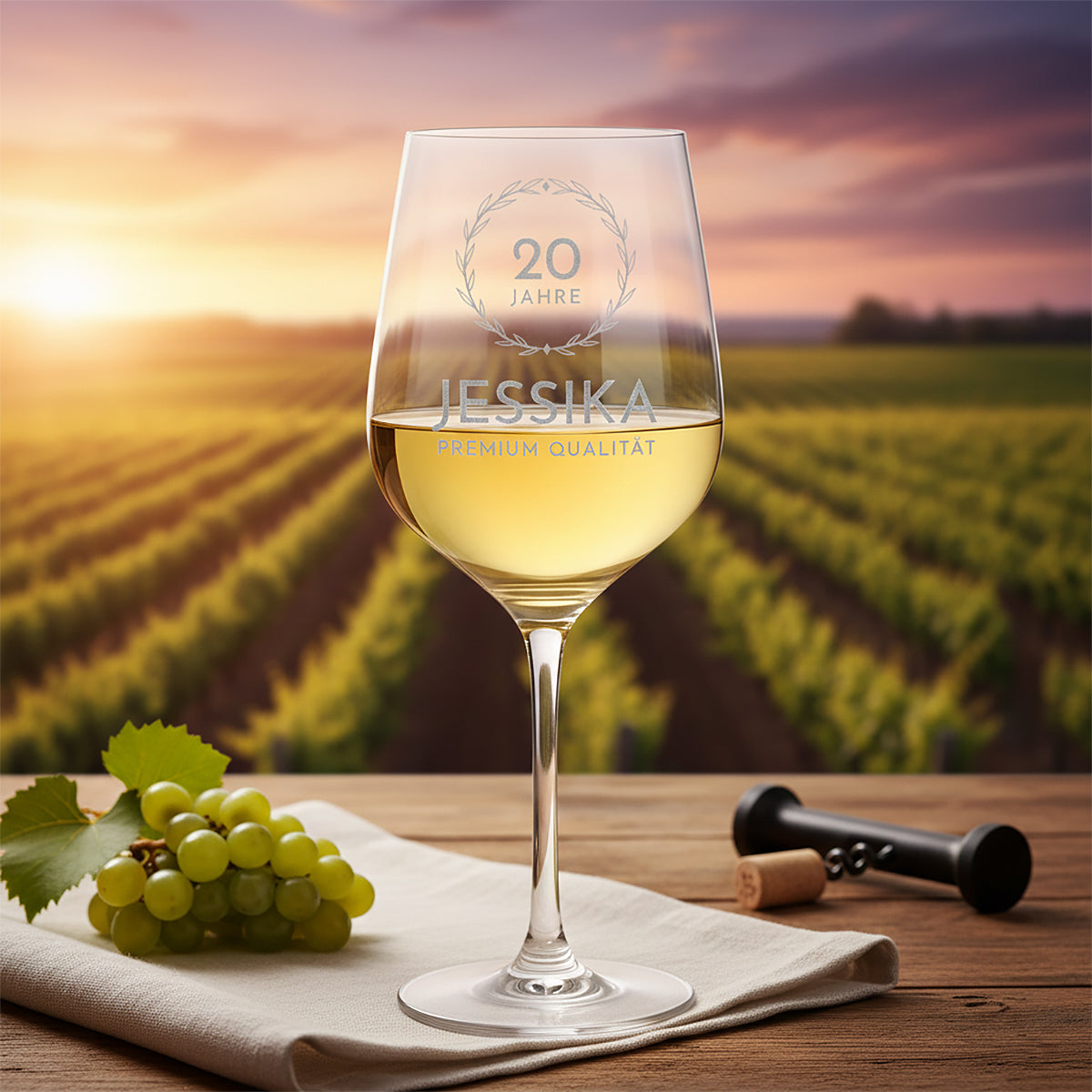 Weinglas modern 440 ml mit Wunschgravur zum Geburtstag