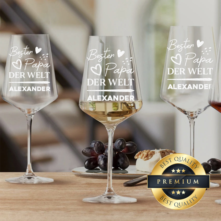 Weinglas modern 560 ml mit personalisierter Gravur - Bester Papa der Welt