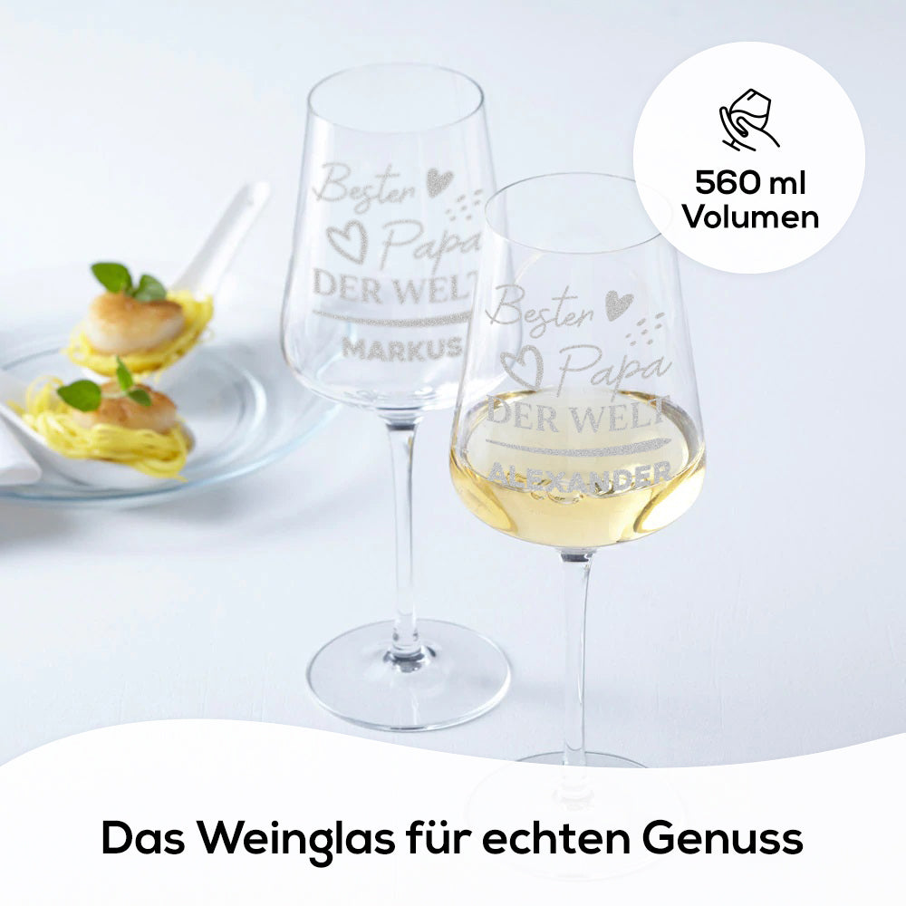 Weinglas modern 560 ml mit personalisierter Gravur - Bester Papa der Welt