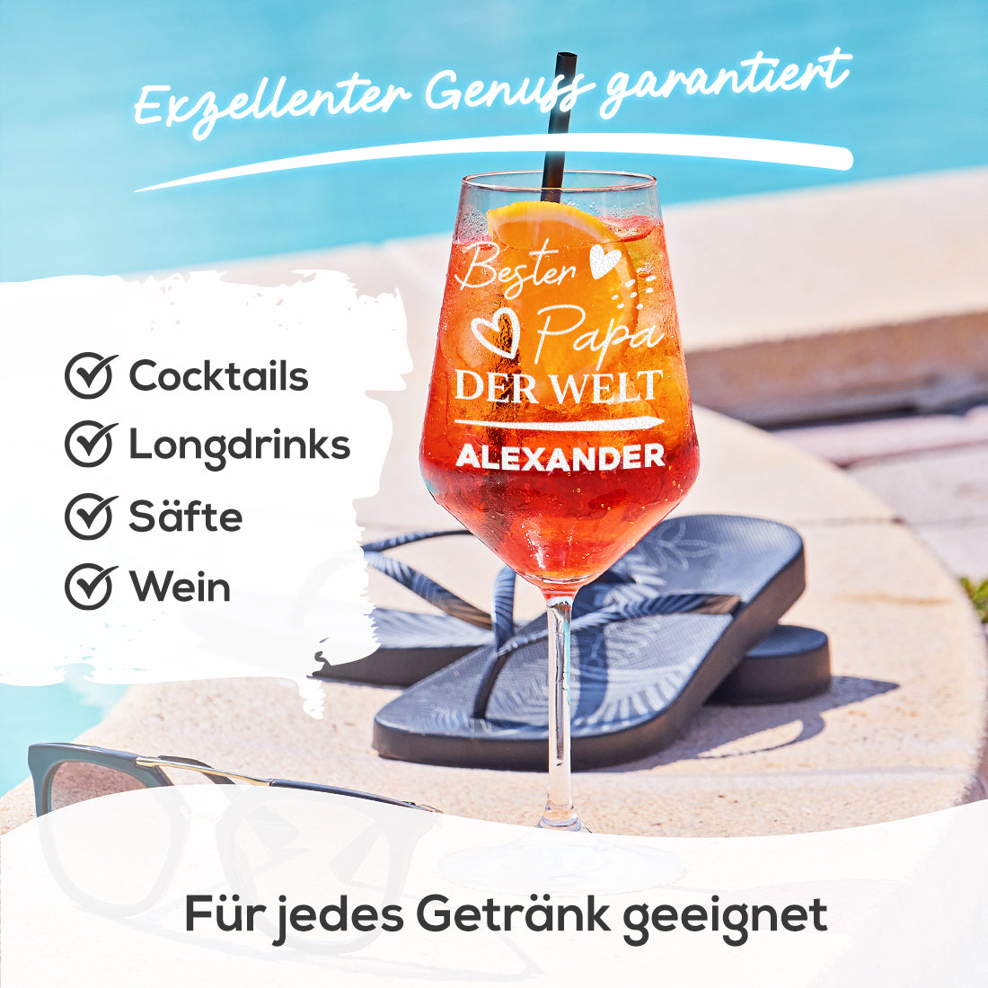 Weinglas modern 560 ml mit personalisierter Gravur - Bester Papa der Welt