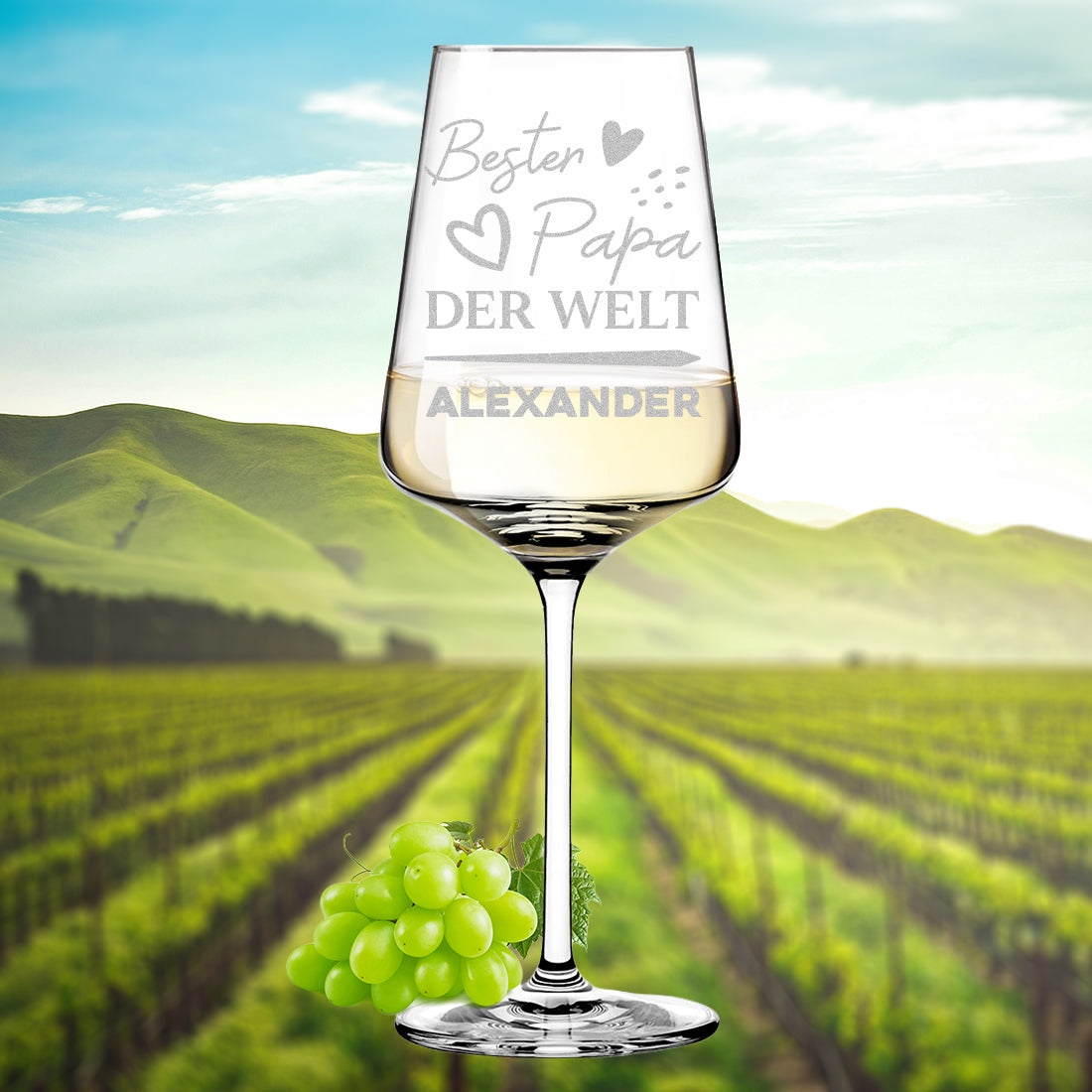 Weinglas modern 560 ml mit personalisierter Gravur - Bester Papa der Welt