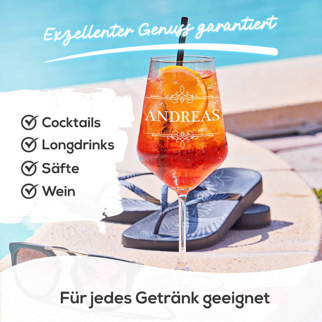 Personalisiertes Weinglas 560 ml mit Gravur - Ornament