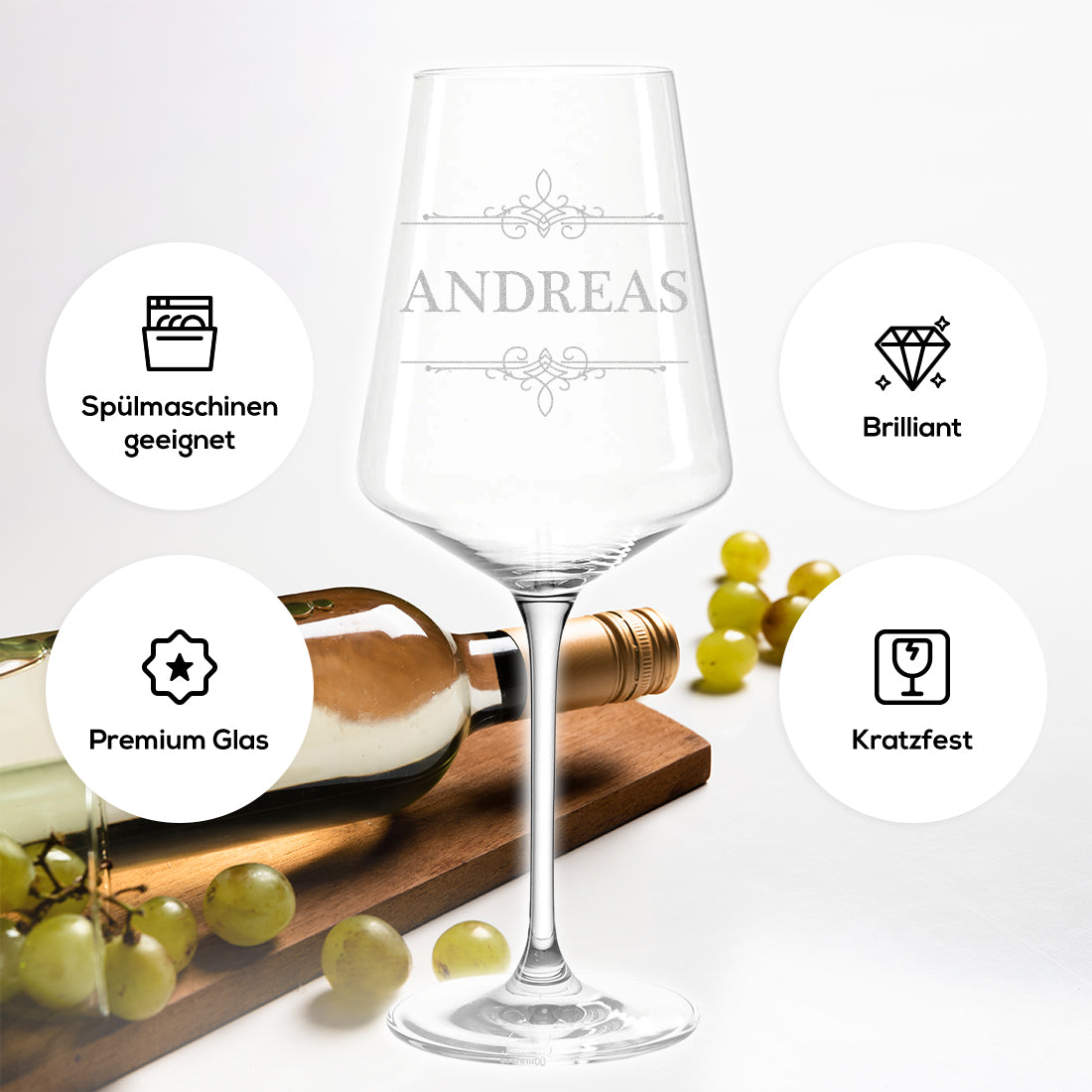 Personalisiertes Weinglas 560 ml mit Gravur - Ornament