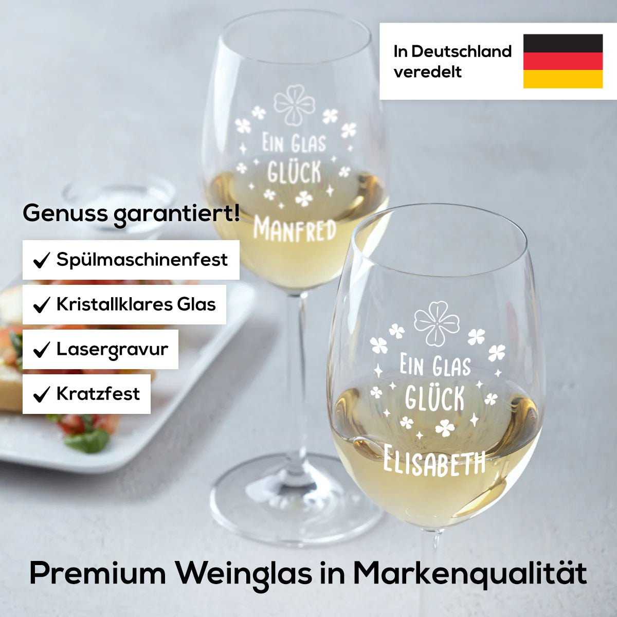 Weinglas 460 ml mit Gravur "Ein Glas Glück"