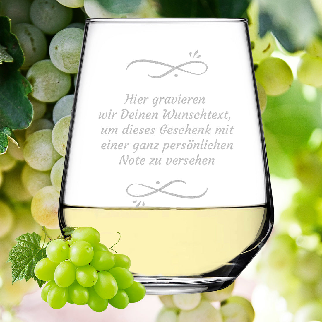 Weinglas modern 425 ml mit Wunschtext Gravur