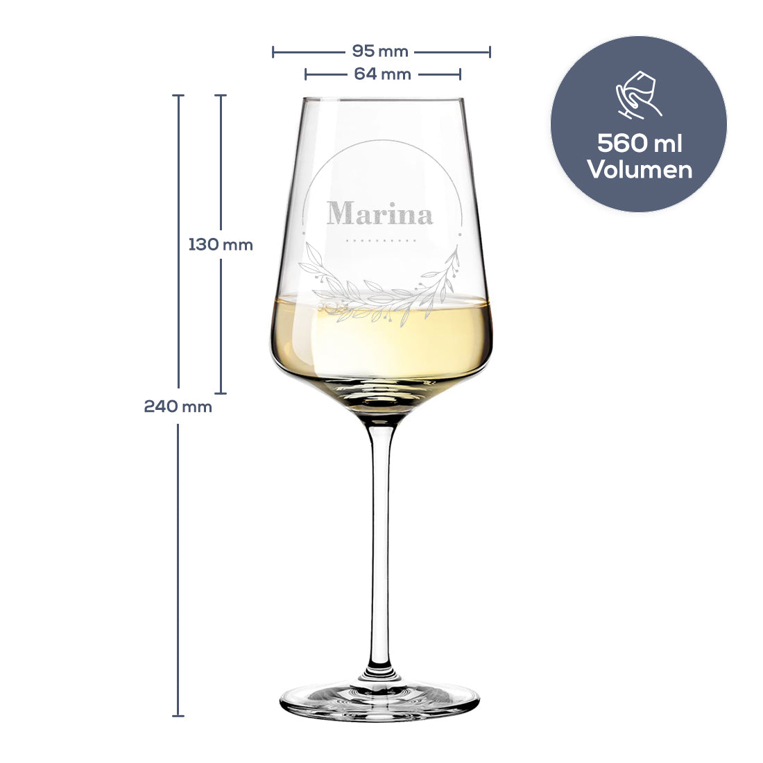 Modernes Weinglas 560 ml mit Gravur - Ideal als Geschenk