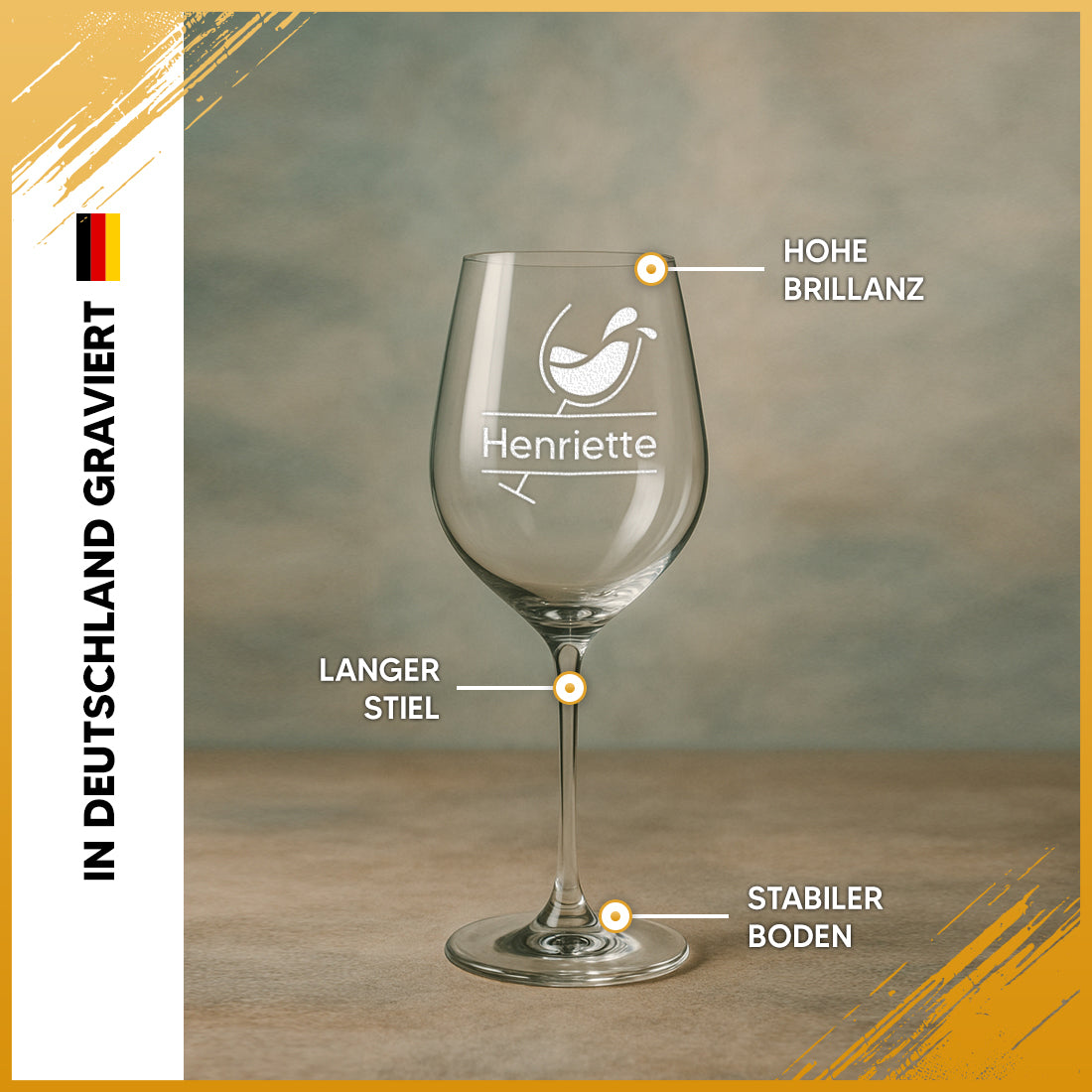 Personalisiertes Weinglas 440 ml "Wein-Motiv" mit Gravur