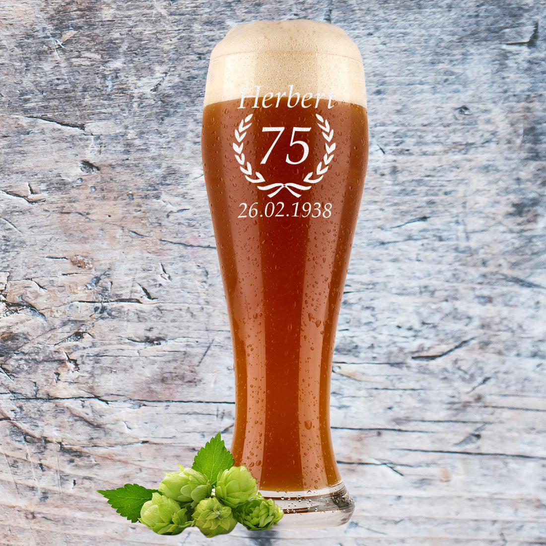 Weizenbierglas 0,5 Liter mit Gravur zum Geburtstag