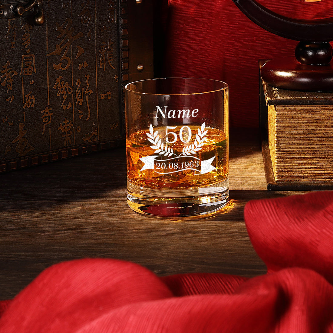 2-TLG Whisky-Set Skull-Dekanter und Whiskyglas mit Gravur - Jubiläumsgeschenk