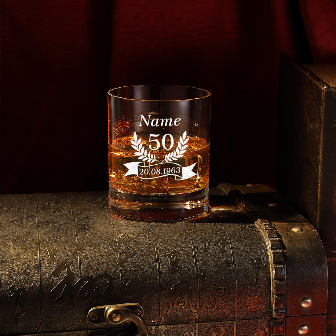 2-TLG Whisky-Set Skull-Dekanter und Whiskyglas mit Gravur - Jubiläumsgeschenk