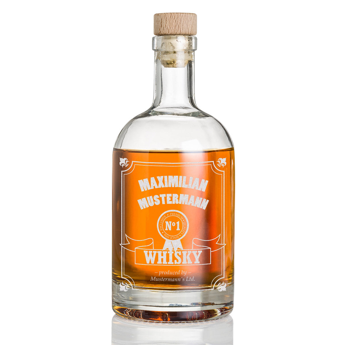 Whisky Dekanter Glasflasche 700 ml mit Motiv Gravur - mit Namen graviert