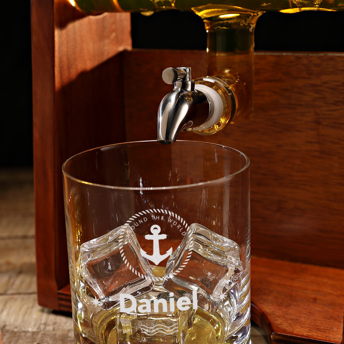Whisky Geschenkset Dekanter 1000 ml + Whiskygläser 320 ml mit Gravur - Motiv Anker