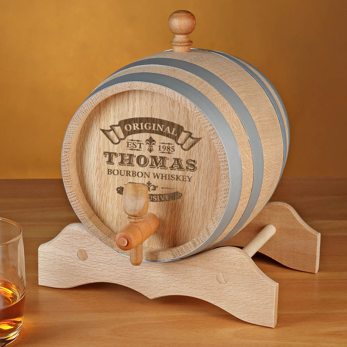 Whiskyfass aus Eichenholz mit personalisierter Gravur - Original Exklusive