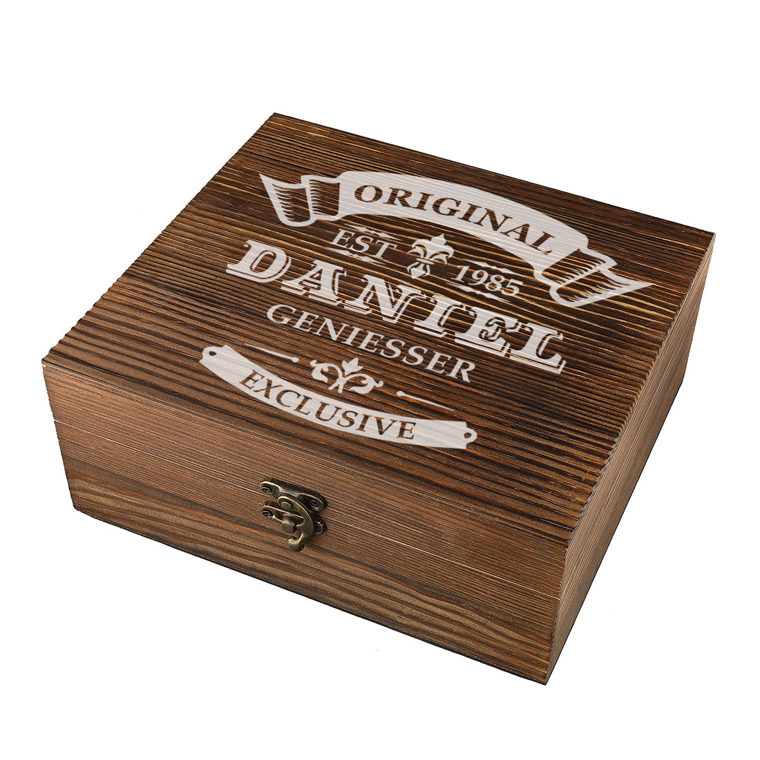 Whisky Kühlsteine Set mit Holzkiste graviert - Motiv Original Exklusive