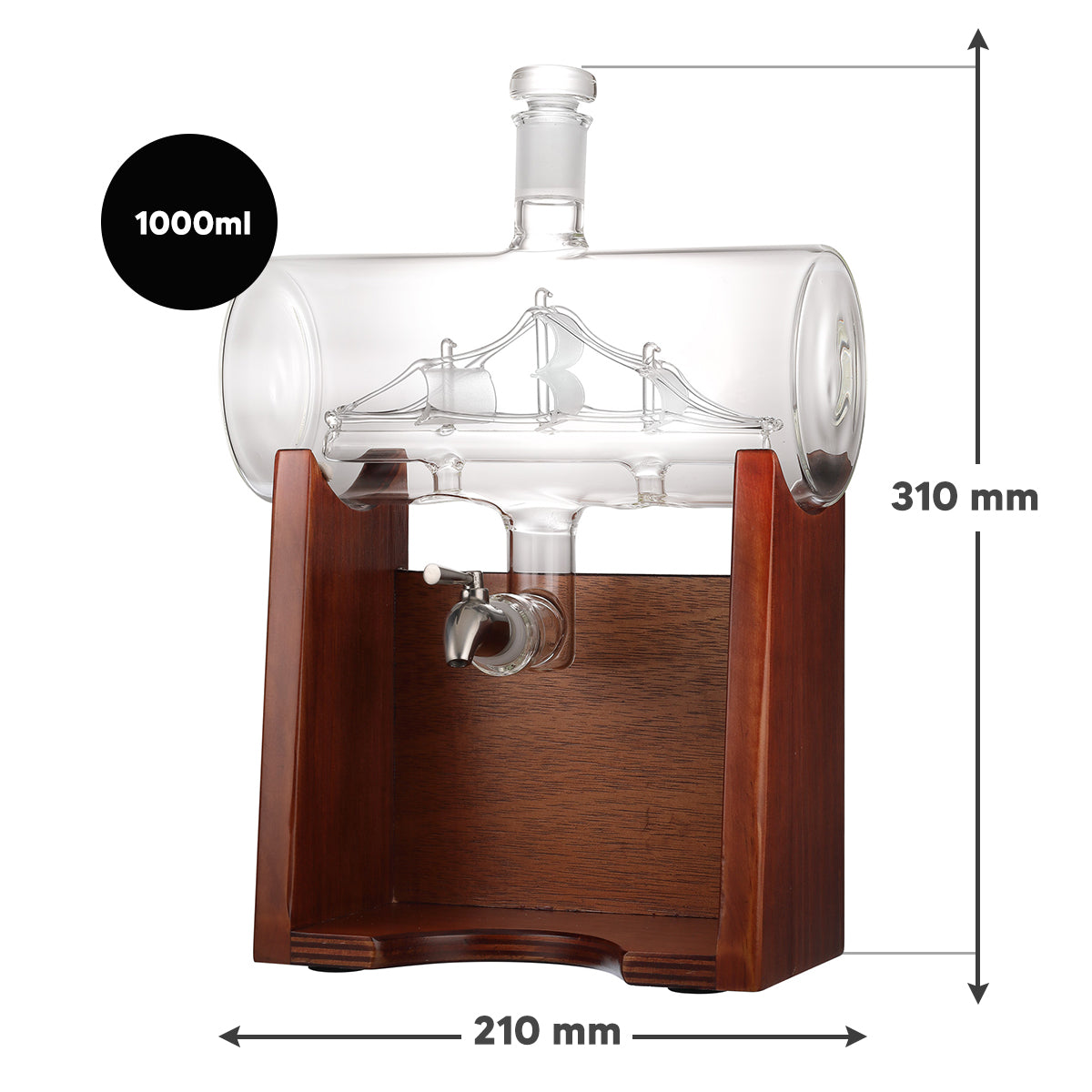Segelschiff Dekanter mit 2 Whiskygläser 320 ml mit Gravur - Motiv "Segelschiff"