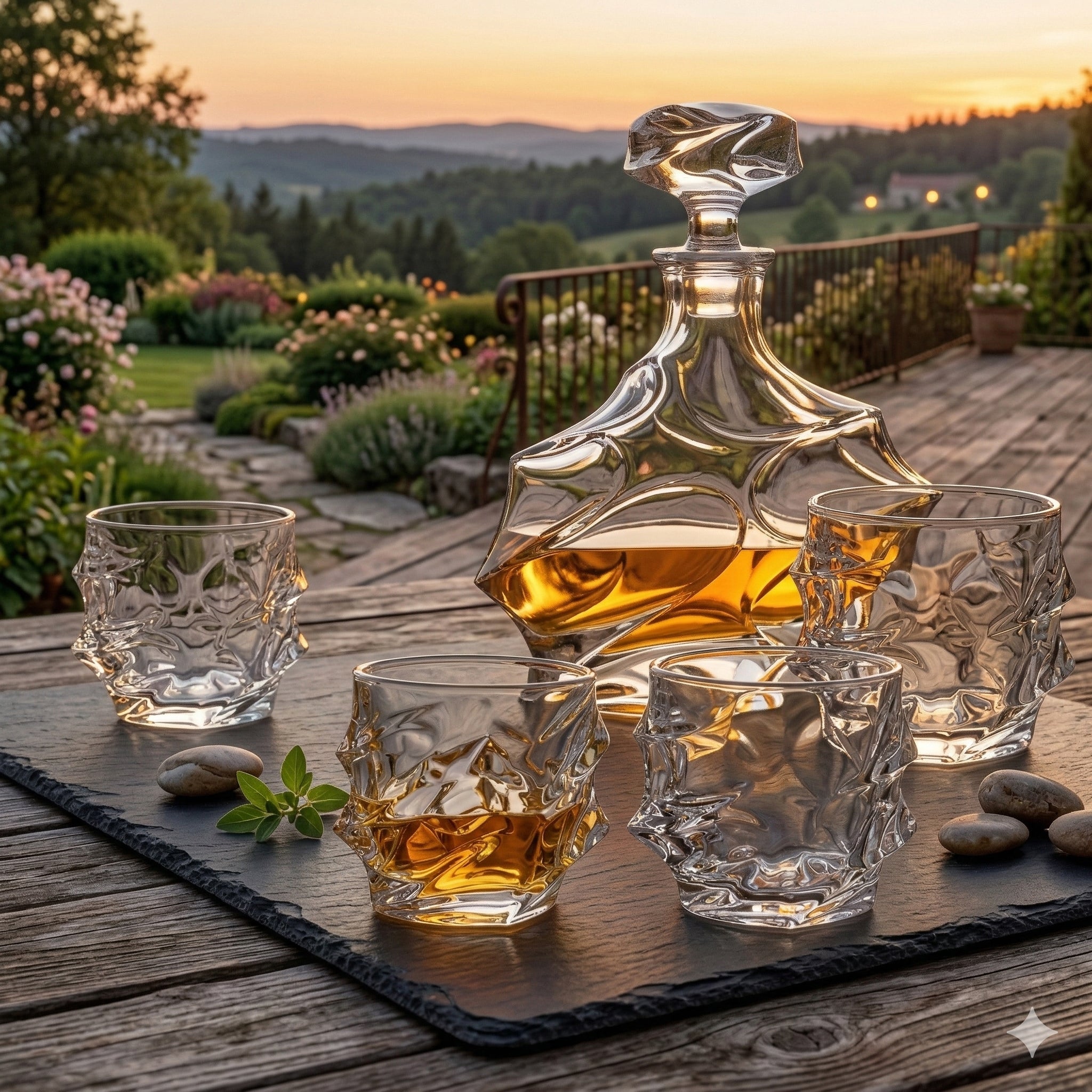 5-TLG Whisky Dekanter Set mit 4 Whiskygläser