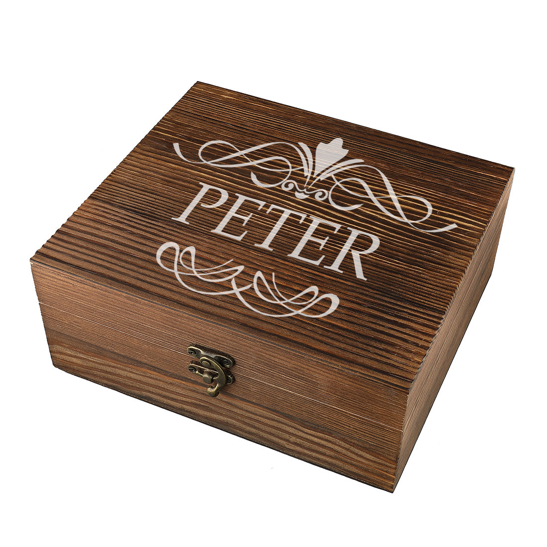 Mehrteiliges Whisky-Set mit Whiskygläser, Kühlsteine und Holzkiste mit Gravur - Motiv Ornament