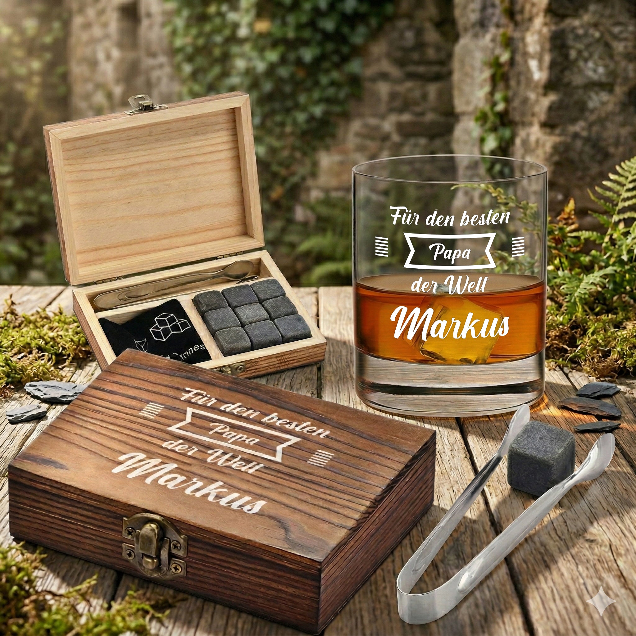 Whisky Geschenkset 5-teilig mit personalisierter Gravur - Für den besten Papa der Welt