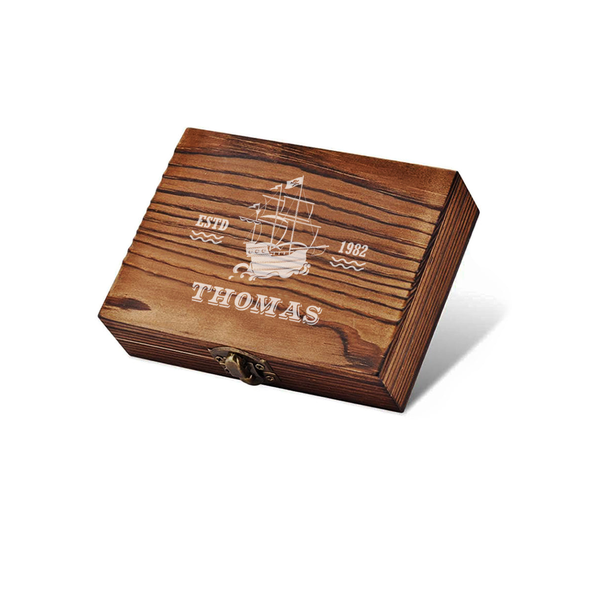 Whisky Kühlsteine Set 5-teilig mit Holzkiste und Whiskyglas graviert - ideal als Geschenk