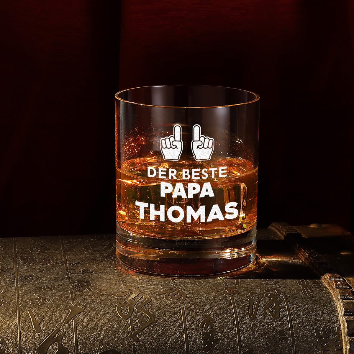 Whiskyglas 320 ml mit Gravur zum Vatertag - Motiv "Der beste Papa"