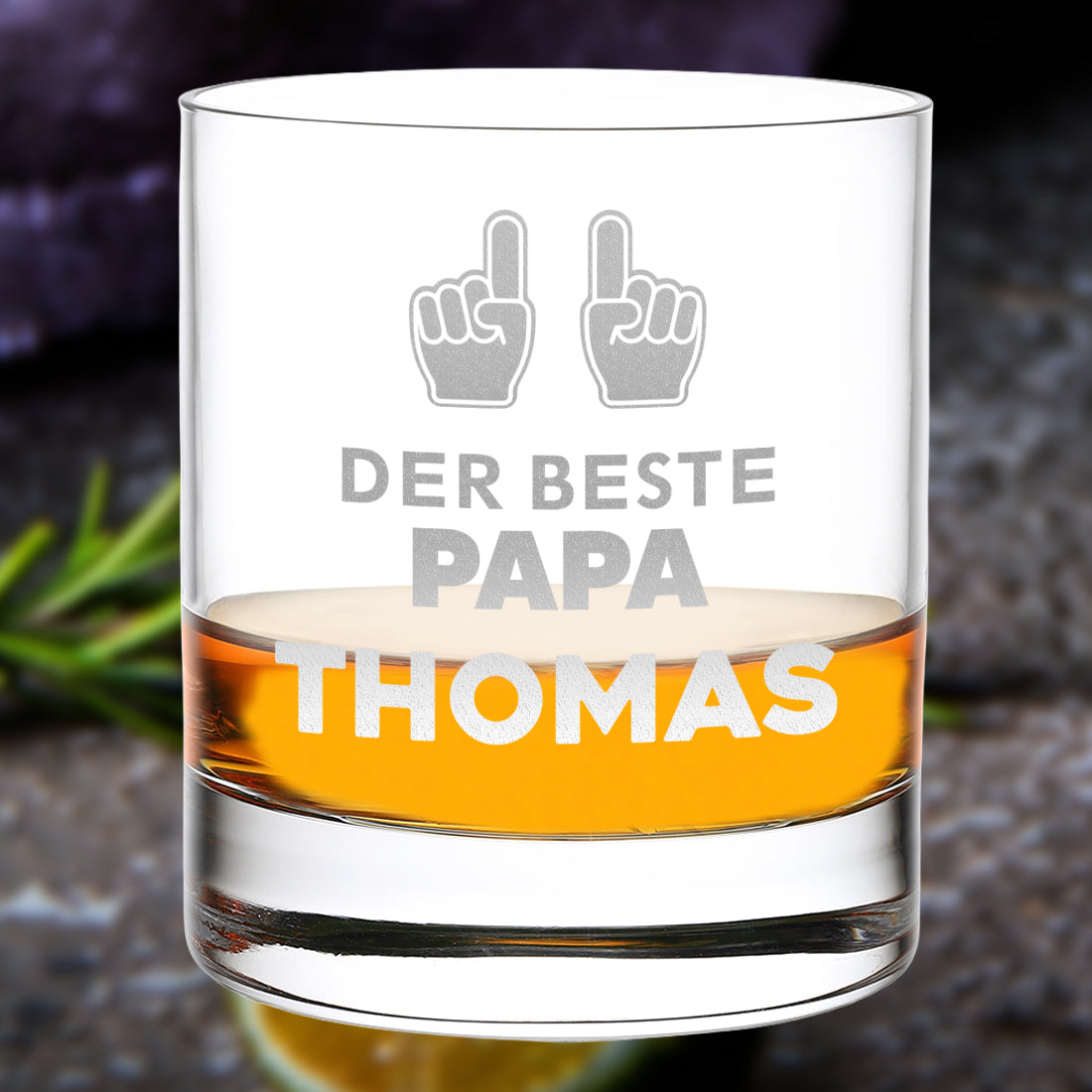 Whiskyglas 320 ml mit Gravur zum Vatertag - Motiv "Der beste Papa"