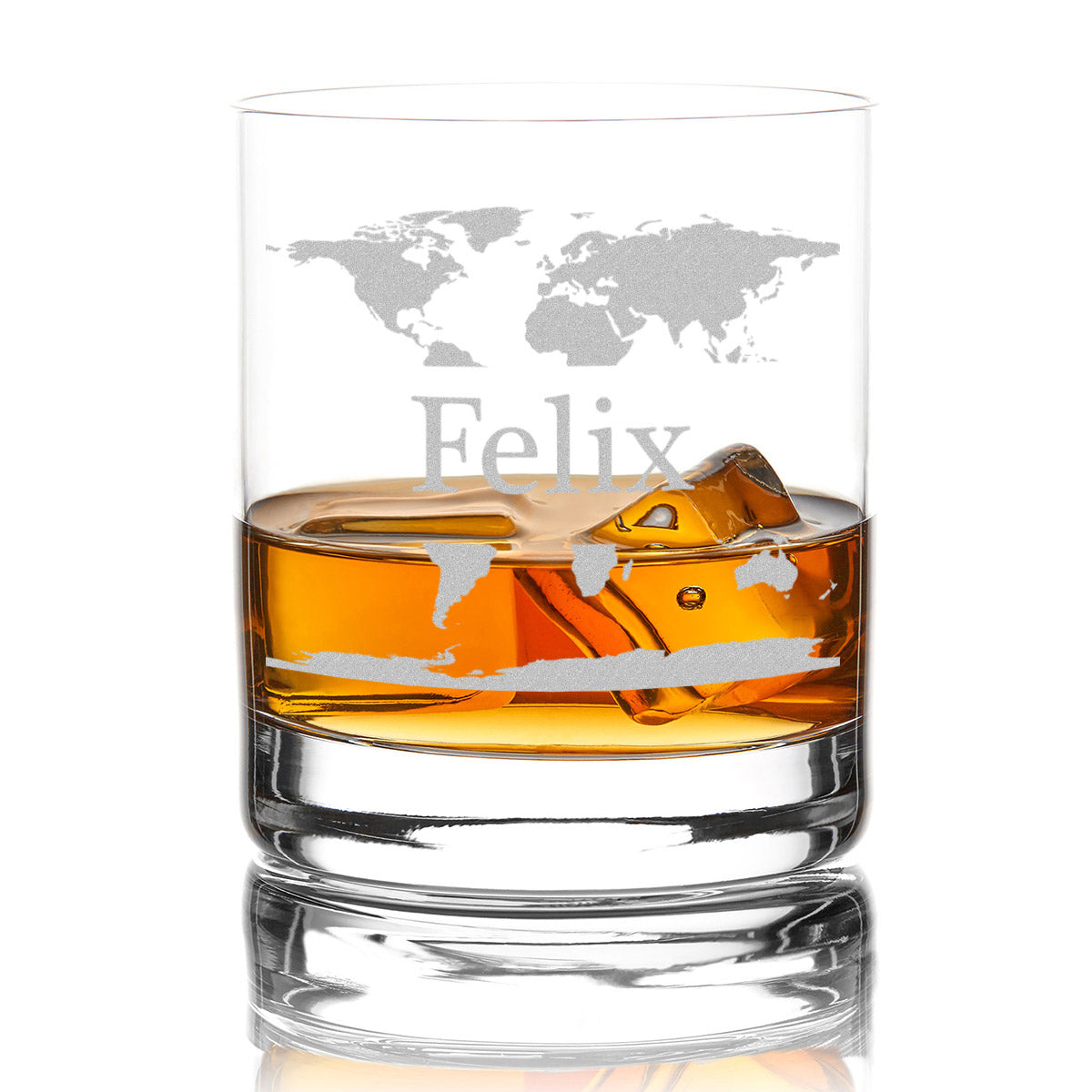 Personalisiertes Whiskyglas 320 ml mit Gravur - Motiv "Weltkarte"