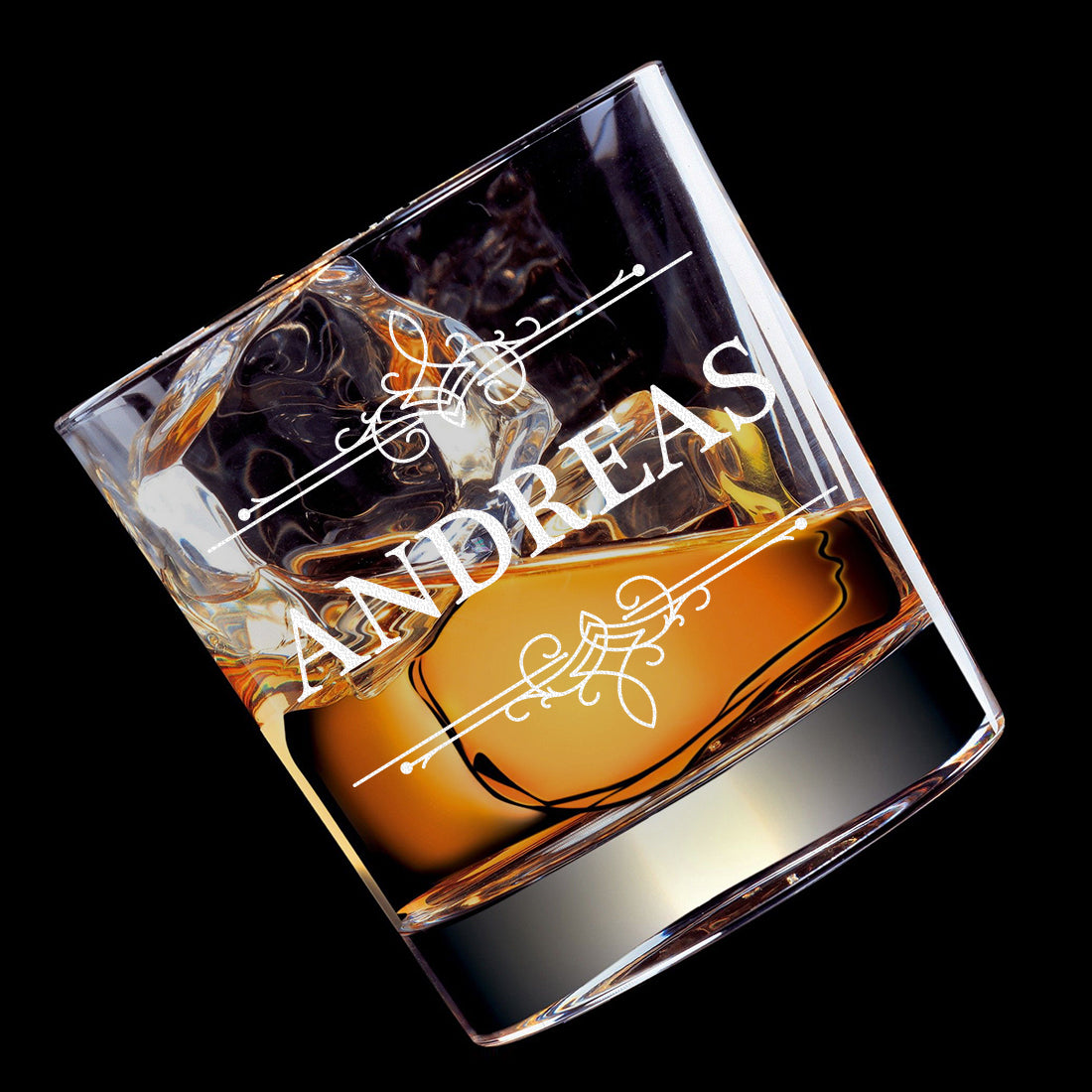 Personalisiertes Whiskyglas 320 ml mit Ornament Motiv - perfekt als Geschenk