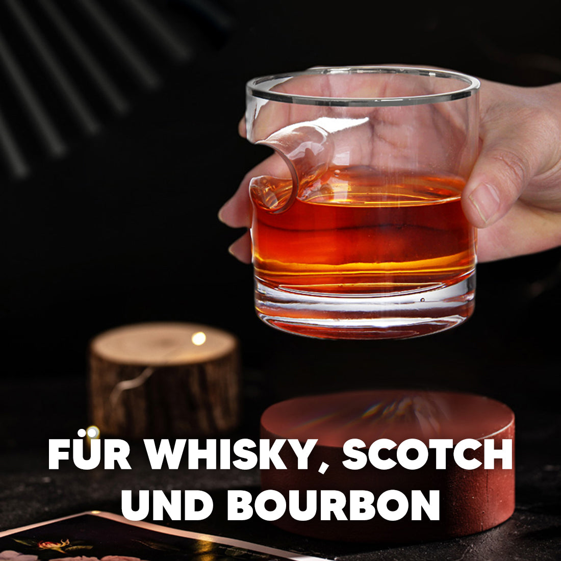 Whiskyglas 330 ml mit Zigarrenhalter für Genießer