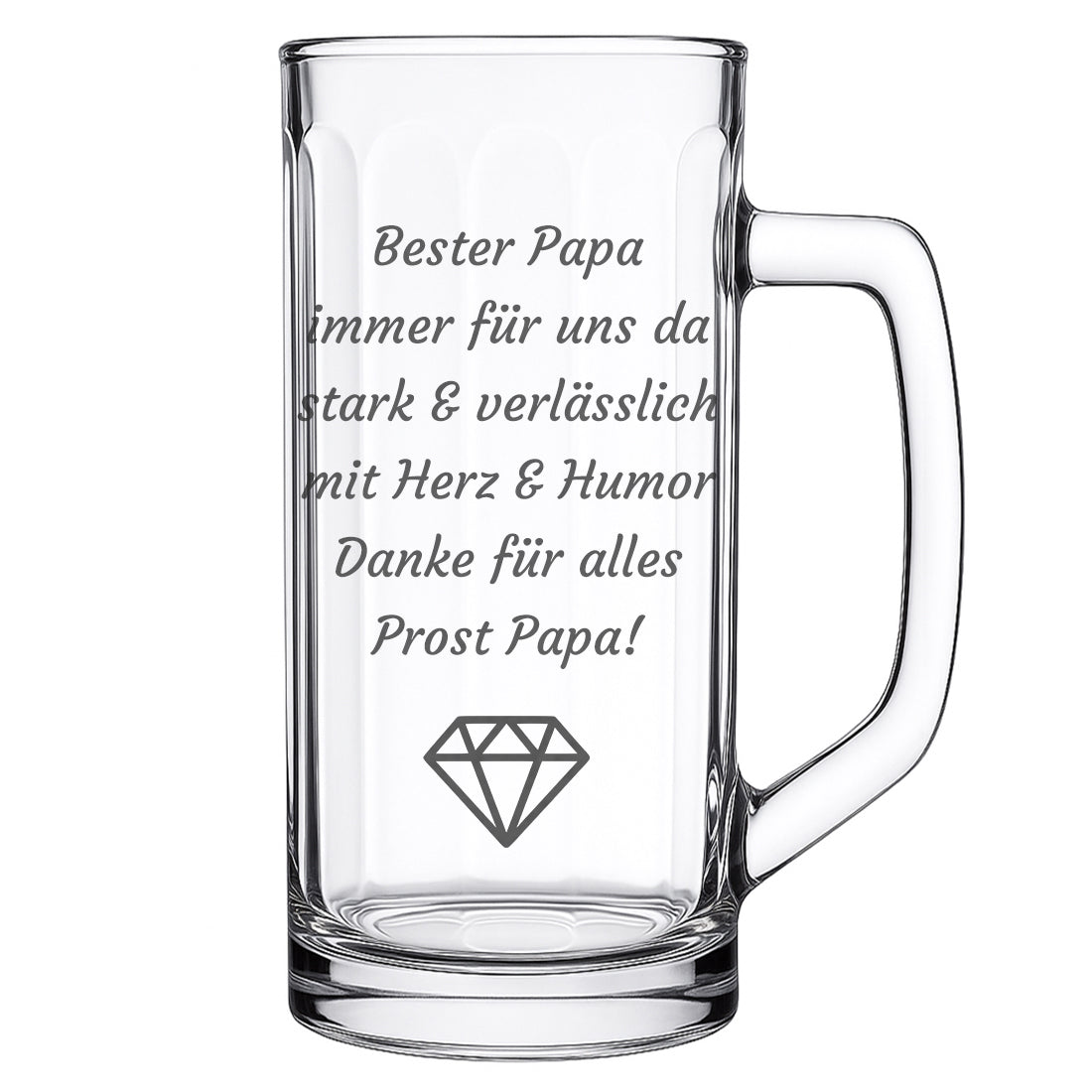 Personalisierter Bierkrug mit Gravur – Wunschtext & Symbol