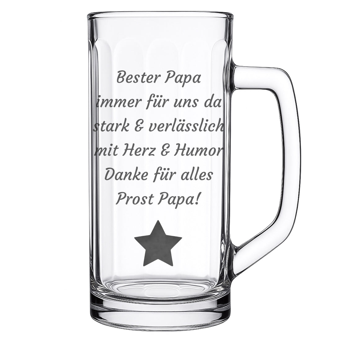 Personalisierter Bierkrug mit Gravur – Wunschtext & Symbol