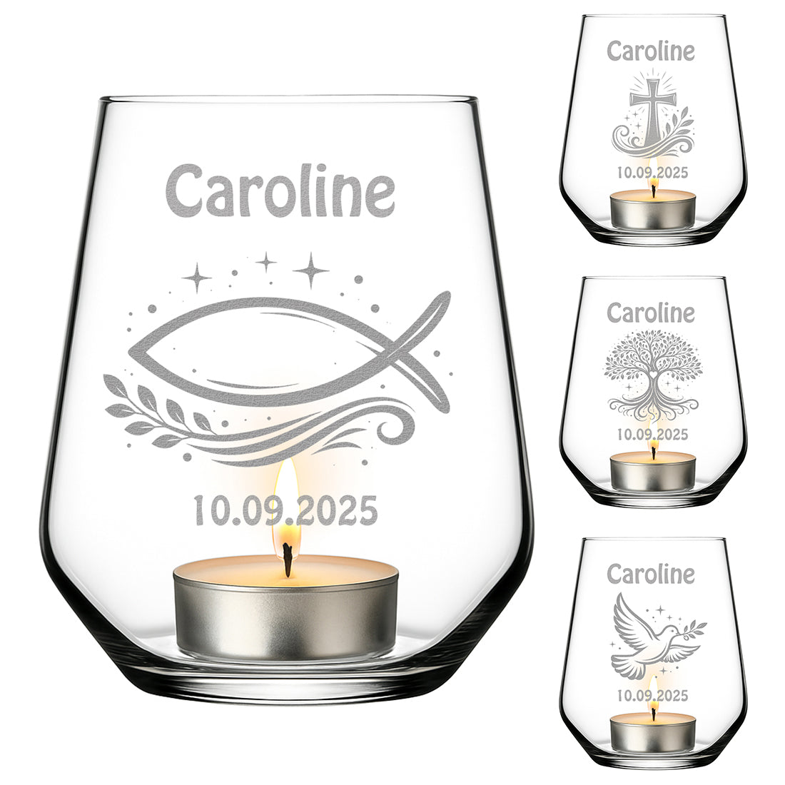 Personalisiertes Teelicht zur Konfirmation & Kommunion mit Gravur