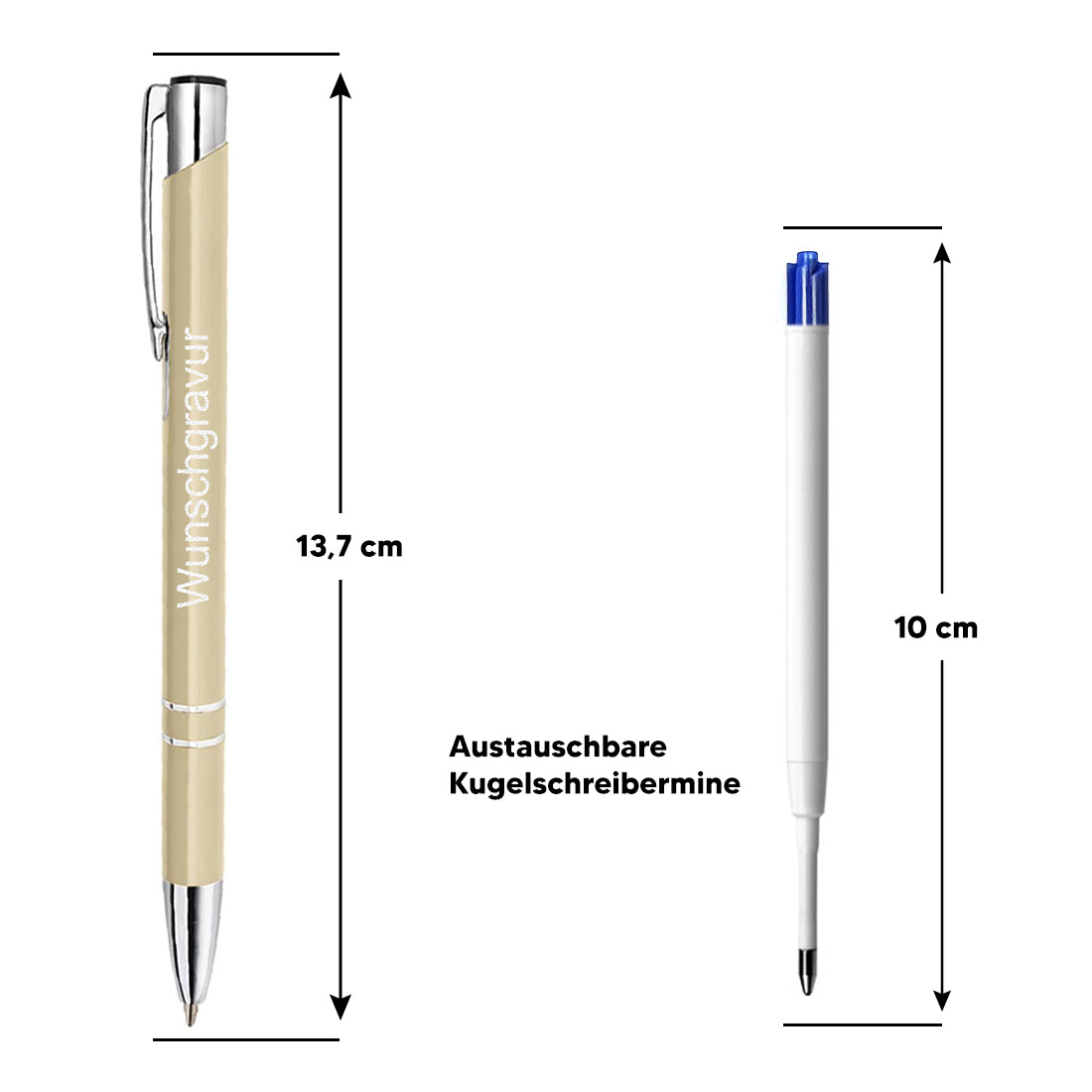 Personalisierter Kugelschreiber aus Metall mit Gravur - Geschenk mit Wunschtext