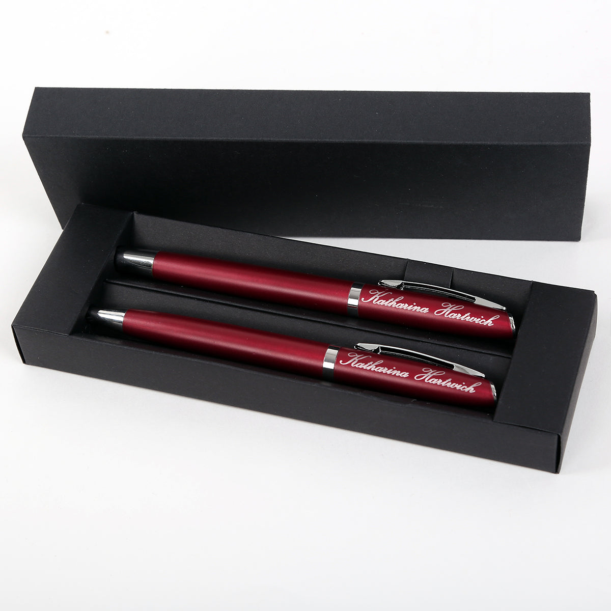 Edles Geschenk-Set in Rot 2-teiliges Schreibset mit Gravur & Geschenkbox