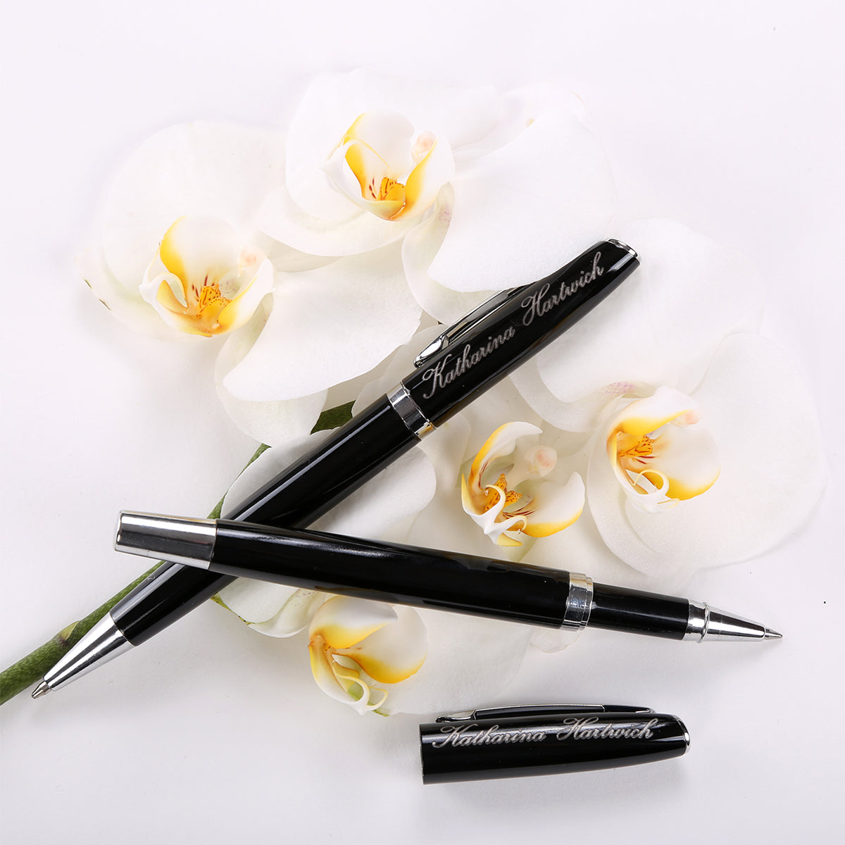 Edles Schreibset in Schwarz - Personalisiert mit Gravur