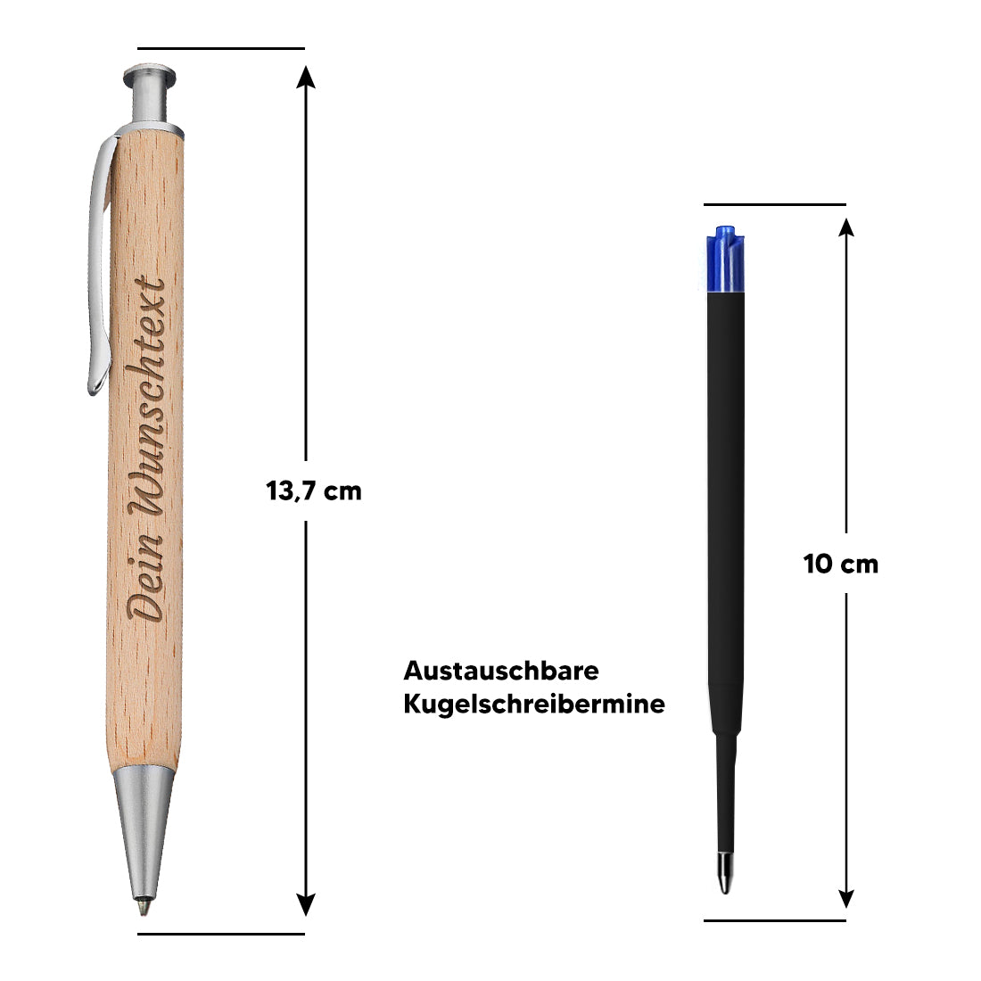 Holz Kugelschreiber mit Etui. Personalisierbar mit Gravur
