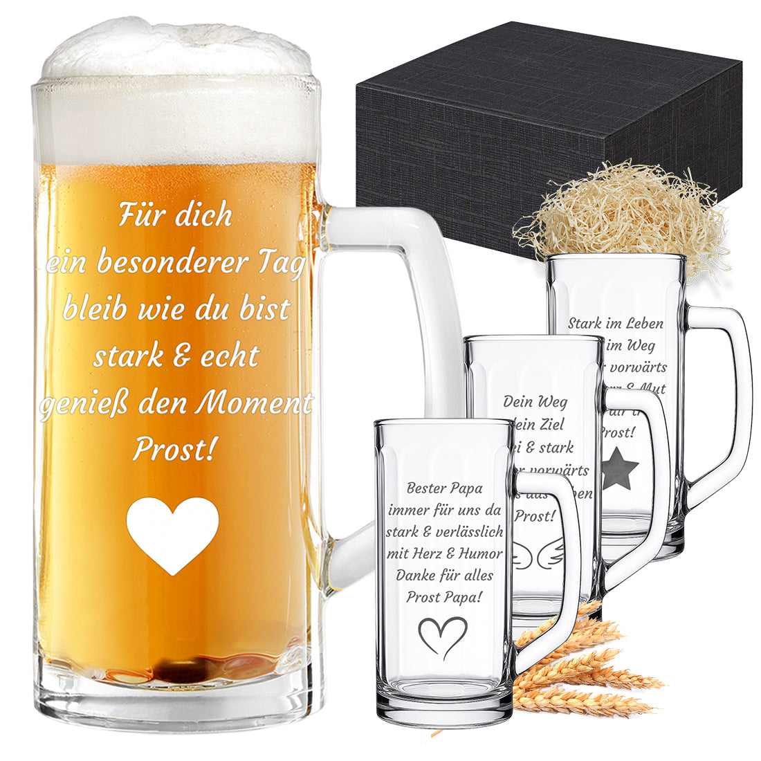 Personalisierter Bierkrug mit Gravur – Wunschtext & Symbol