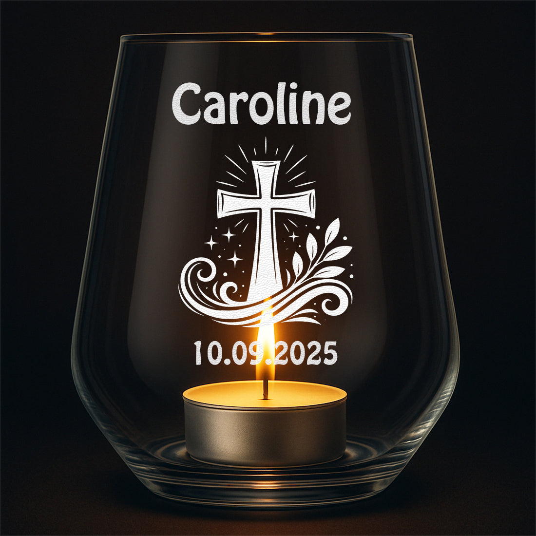 Moderne Teetasse aus Glas 380 ml mit Gravur